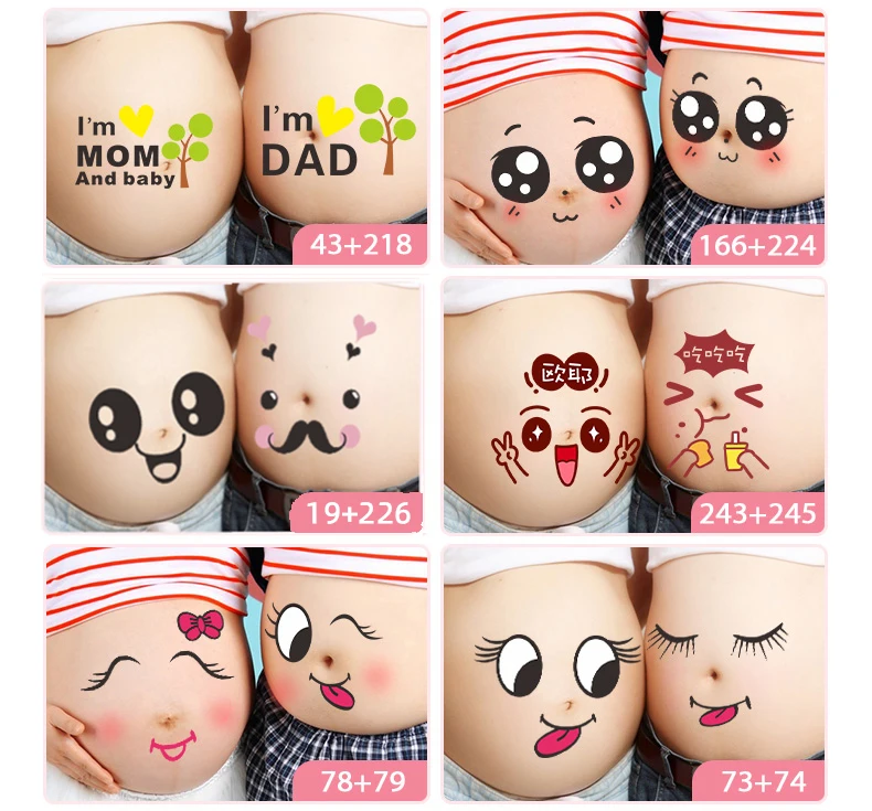 newborn lifestyle photos Belly Stickers Cute Photography Props Woman Pregnant Smiling Face Belly Stickers Mum Maternity Accessories baby boy souvenirs and giveaways	