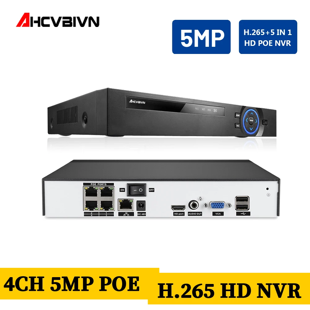 H.265 4CH 8 каналов NVR POE 5MP 2MP CCTV 48V PoE для IP камеры P2P ONVIF сетевой видеорегистратор |