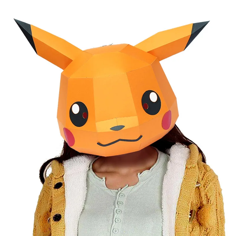 

Party Mask Halloween DIY Paper Masks 3D Cosplay Mascara Masquerade Pikachu Pokemon Masque Creative Handwork Funny Masker Lovely
