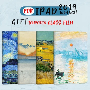 

Literal Crane Oil Paint Smart Flip Cover Case For iPad 7th 10.2" 2019 tablet case For iPad 10.2 soft back Case Auto Sleep / Wake