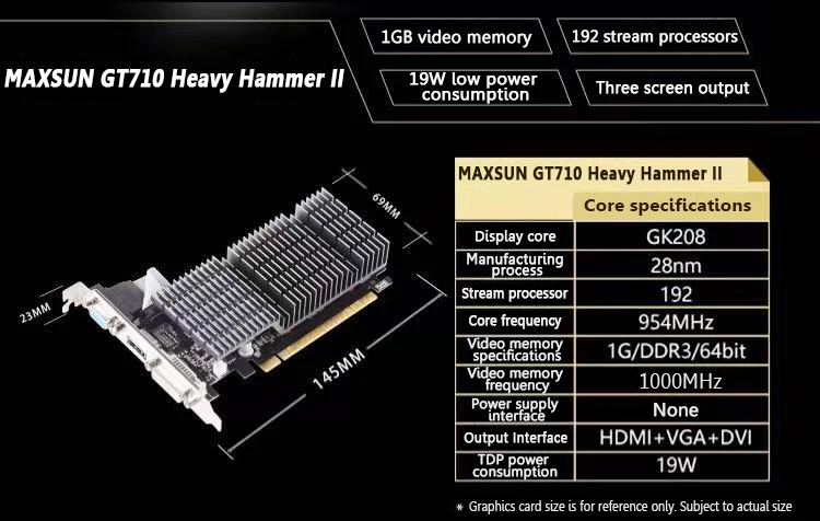 best video card for gaming pc MAXSUN GT710 Heavy Hammer 1G DDR3 Entry-Level PCI-E Discrete Graphics Card Suitable For Desktop Computers best graphics card for gaming pc