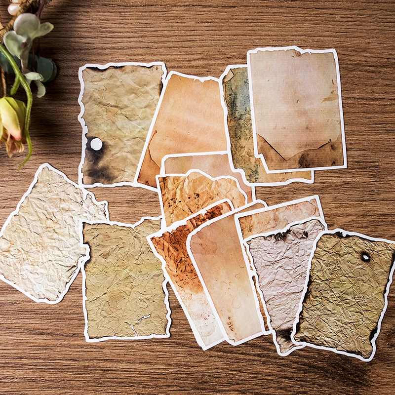 

16Pcs/Pack Vintage Irregular Edge Label Memo Sticker DIY Scrapbooking Album Junk Journal Decorative Stickers