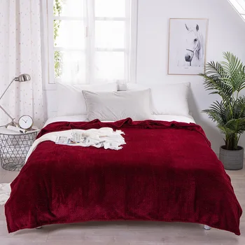 

Flannel Fleece Throw Blanket Soft Travel Blanket Solid Color Coral Velvet Jacquard Blanket Double-sided Velvet Blanket