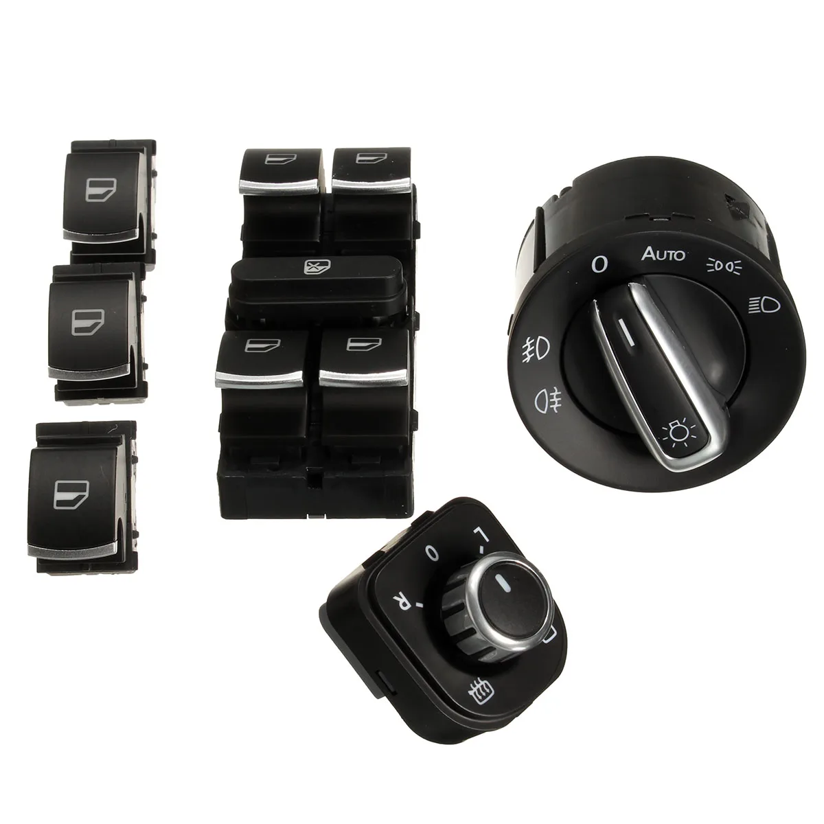 

Hot New 6PCs/Set Chrome Window Headlight Mirror Switch Set For VW Passat B6 CC Golf MK6 Jetta 5ND941431B 5ND959857 5ND959855