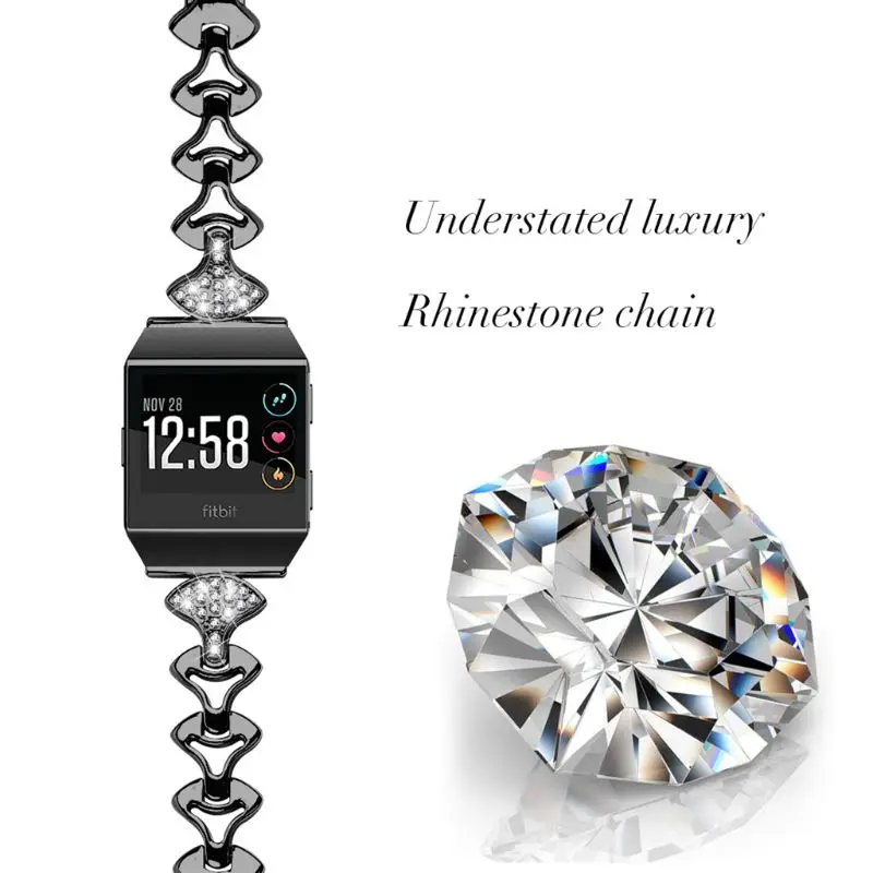 Ремешок для часов из нержавеющей стали, ремешок для Fitbit ionic Diamond, сменный металлический ремешок, стразы, браслет, ремешок для часов