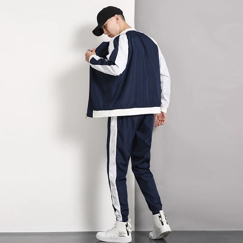Spring New Men Casual Sets Zipper Patchwork Tracksuits 2020 Mens Hip Hop Streetwear Sporting Suit Male Jacket+Pants Loose Sets Spring New Men Casual Sets Zipper Patchwork Tracksuits 2020 Mens Hip Hop Streetwear Sporting Suit Male Jacket+Pants Loose Sets