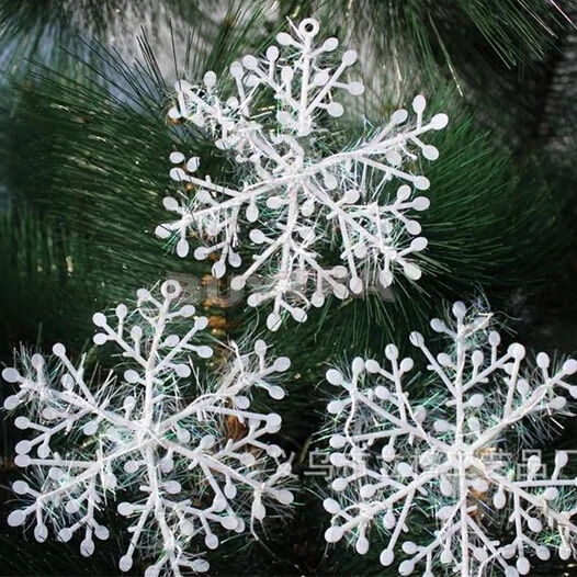 90x 11cm White Snowflakes Decoration Christmas Tree Party Charms Xmas Ornaments 