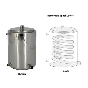 

Spiral Condensation Alcohol Wine Condenser Hot Cold Water Exchanger Distillation Cooler Removable Brew Condenser