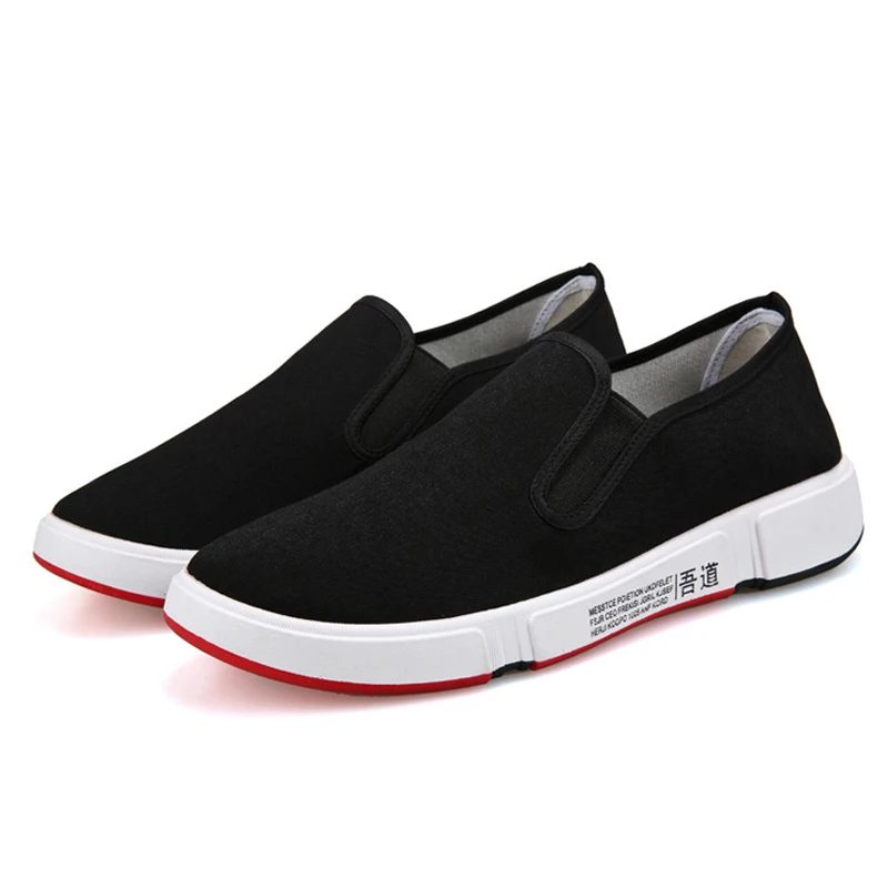 

Fashion Canvas Flats Male 2020 New Elastic Slip-on Running Cloth Shoes Men Breathable Work Travel Hiking Lazy Black Sneakers Man