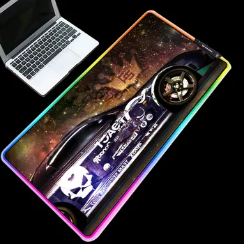 

Yuzuoan RGB domineering sports car pattern mouse pad new game anti-skid keyboard pad LED luminous home game player essential