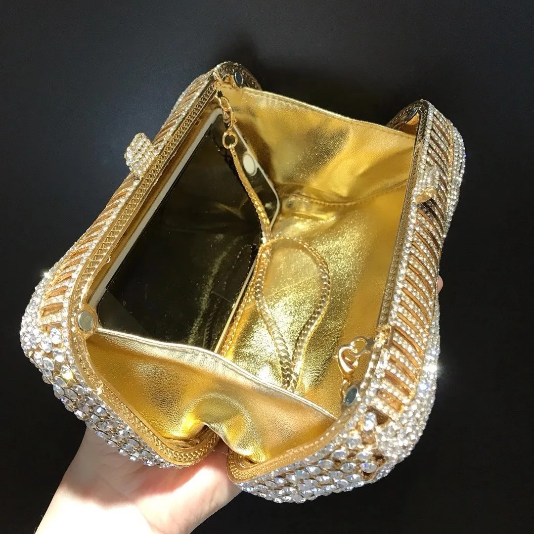 New Fashion White Crystal Bow Clutch Bag 100% Handmade Women's Diamond  Rhinestone Evening Handbags Gold Metal Lady Wedding Purse - Evening Bags -  AliExpress