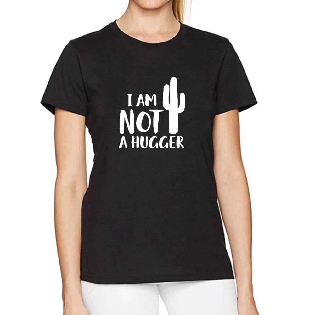 Женская футболка с принтом кактуса I Am Not A Hugger хлопковая свободная коротким
