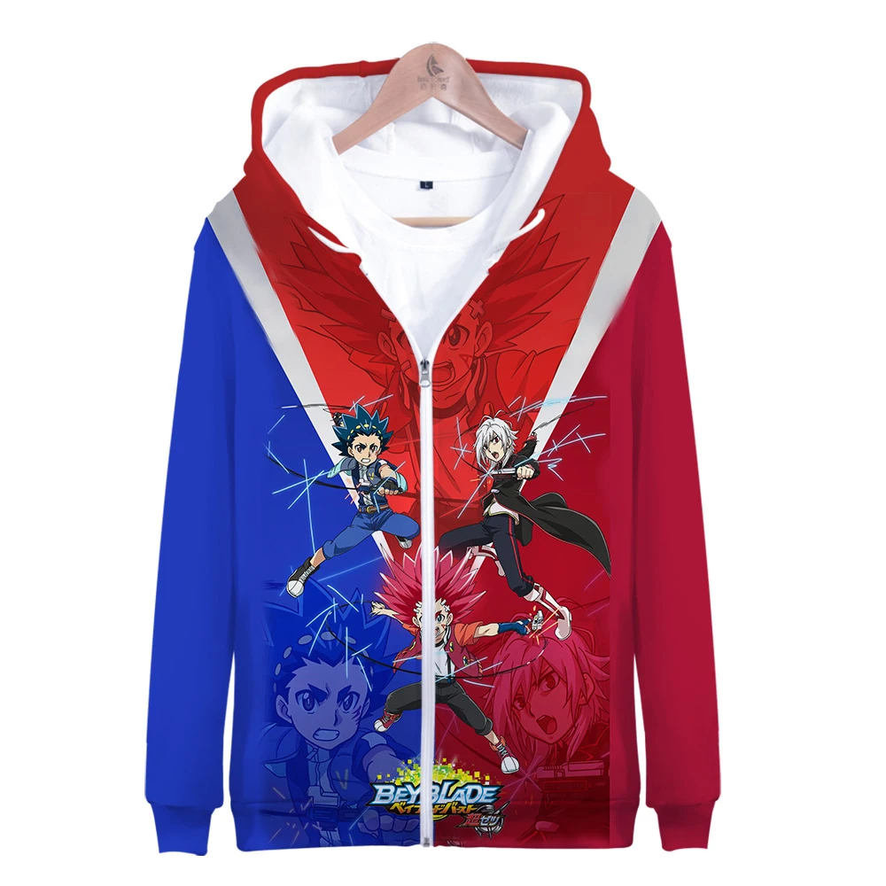  3D Beyblade Burst Evolution Printed Women/Men Zipper Hoodies Long Sleeve Hooded Sweatshirts 2019 Ho