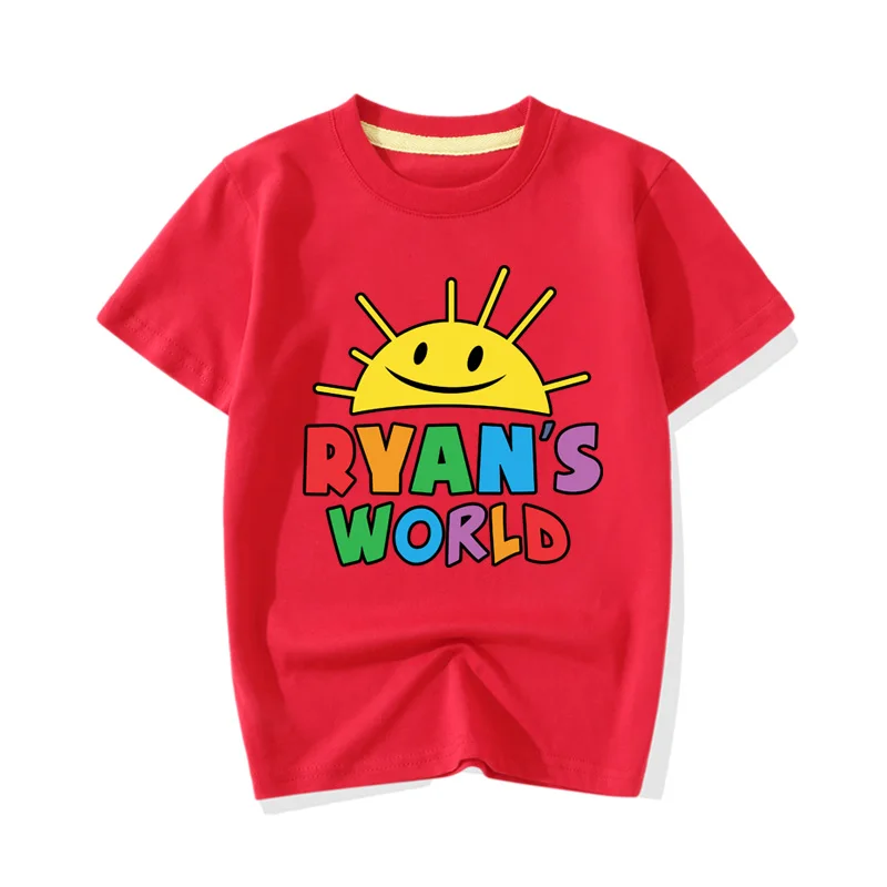 Одежда с принтом «Ryan's World» для мальчиков и девочек летние футболки с короткими рукавами для малышей Детские футболки, топы, одежда JY085 - Цвет: Red T-shirt
