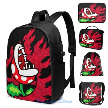 

Piranha Plant Smash Bros Super Smash Bros Logo Character Shirt Gift USB Charge Backpack Cosmetic bag Travel laptop bag