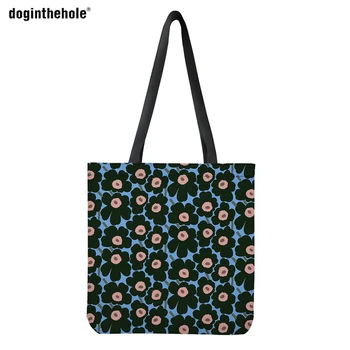 

Doginthehole Tote Bags Women Nordic Flowers Printing Shopping Bag Ladies Foldable Poppy Shopper Bags for Females Eco Bag Custom