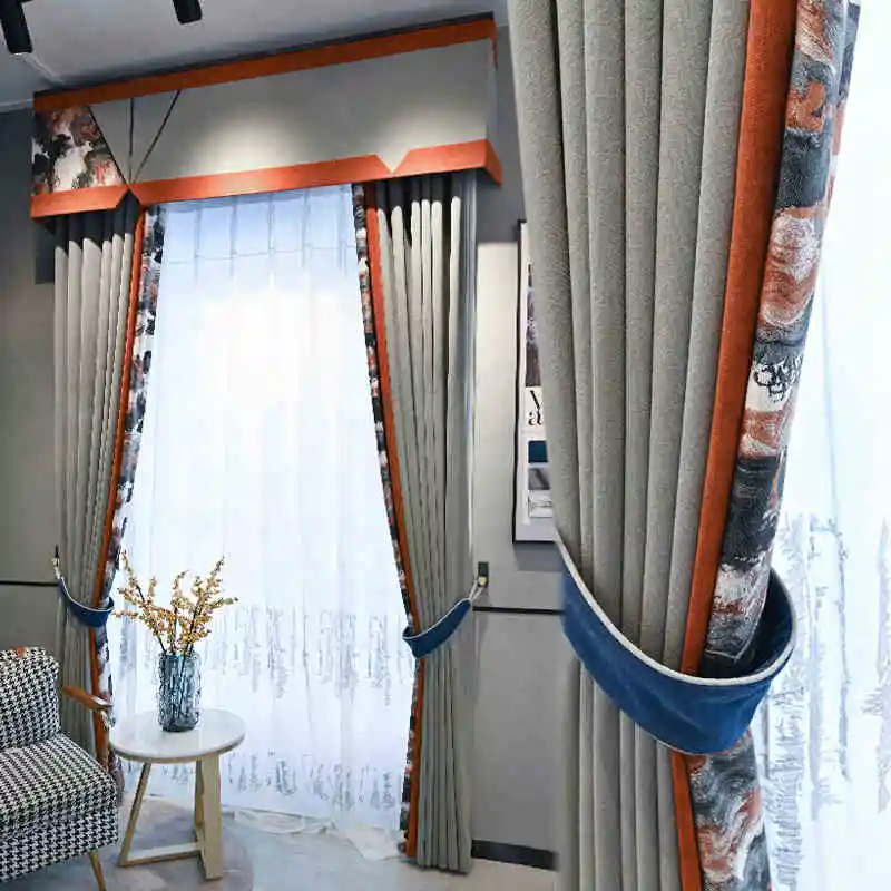

Modern Curtains for Living Dining Room Bedroom Simple Tulle Window Curtain Luxury Chinese Style Atmosphere Finished Fashion