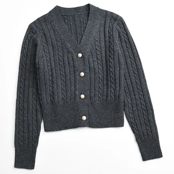 

Women Sweater 2019 Autumn New Vintage Twist Knit Cardigan Sweater