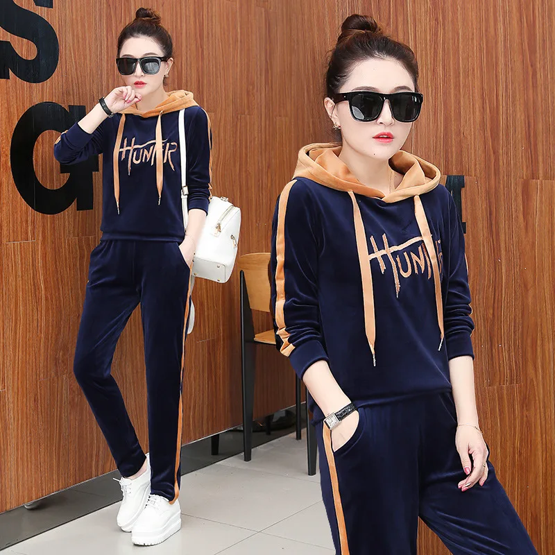 

Winter Thick Velvet Women Sportswear Tracksuit Warm Hoodie Sweatshirt+pant Running Jogger Fitness Workout Casual Set Sport Suit