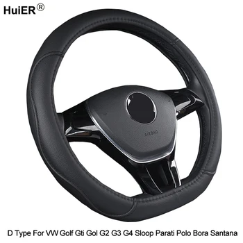 

Car Steering Wheel Cover D Type PU Leather For VW Golf Gti Gol G2 G3 G4 Sloop Parati Polo Bora Santana Braid on Steering-Wheel