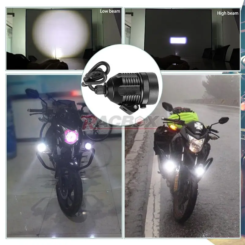 Miroir de phare de moto à LED, 2 pièces, phare antibrouillard de conduite,  avec interrupteur 1 pièce - AliExpress