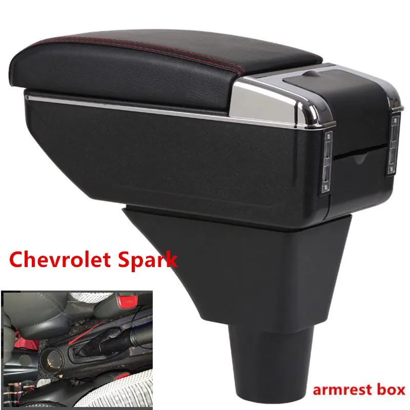 

For Spark armrest box central Store content Storage box Chevrolet armrest box with cup holder ashtray USB interface