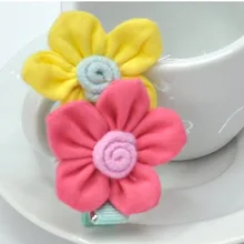 Модные, милые, двухцветные, с цветком, с боковым зажимом, для девушек, Утконос, заколки для волос, аксессуары для волос, поставка товаров оптом, тканевые заколки