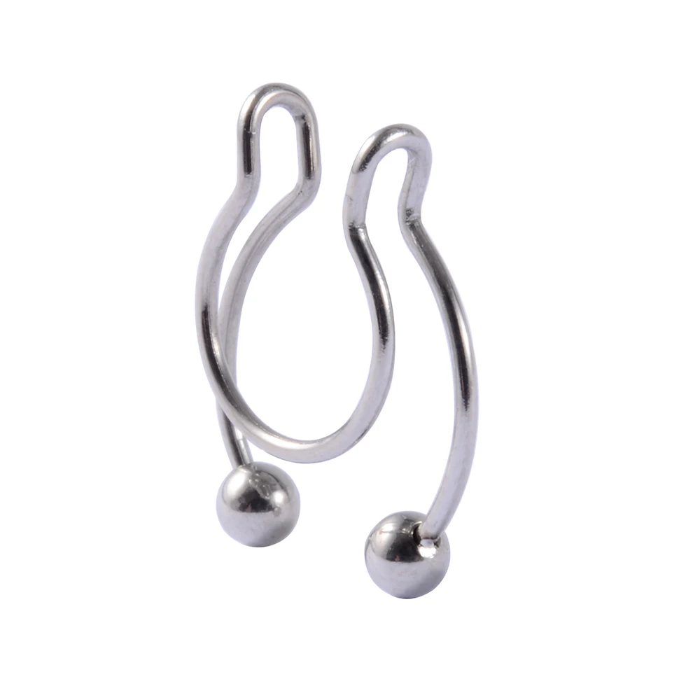 Stainless Steel Fake Nose Ring Hoop Septum Rings Clip Lip Ring Earrings Ear Studs Helix Lobe Tragus Cartilage Piercing 1Pcs