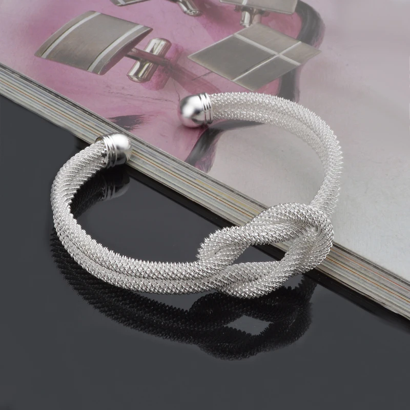 Fashion Silver Bangles For Women Simple Knot Bangle Bracelets Open Cuff Pulceras Y Brazaletes Jewelry | Украшения и аксессуары