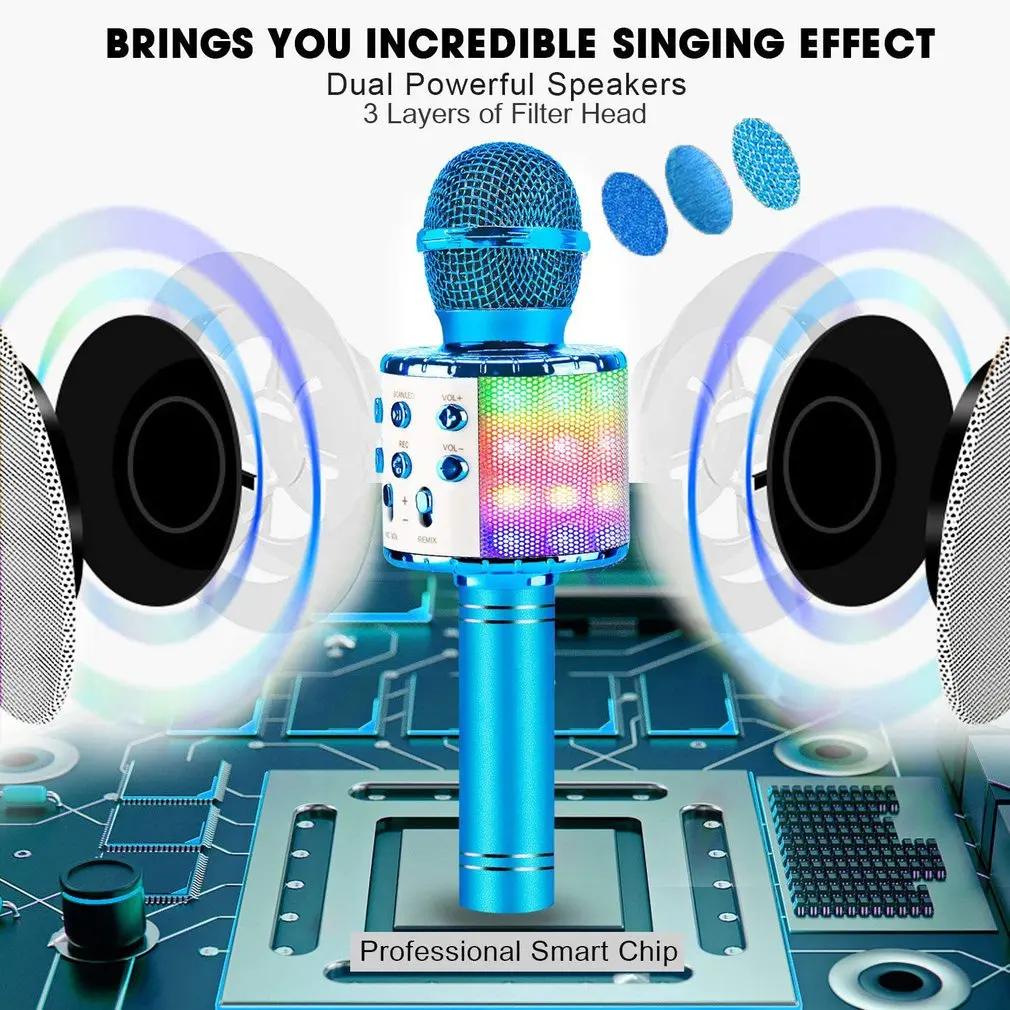 best microphone for streaming Wireless Mic Handheld Microphone KTV USB Player Professional Speaker Portable Karaoke Christmas Recording Home Party Microphone gaming headphones with mic