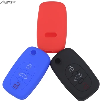 

10pcs/lot 3 Buttons silicone car key fob cover case set for Audi A2 A3 A4 A6 A8 flip folding remote protect shell