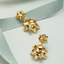 Новое поступление рождественские Модные золотые серьги-гвоздики с бантом для женщин Рождественский подарок ювелирные изделия