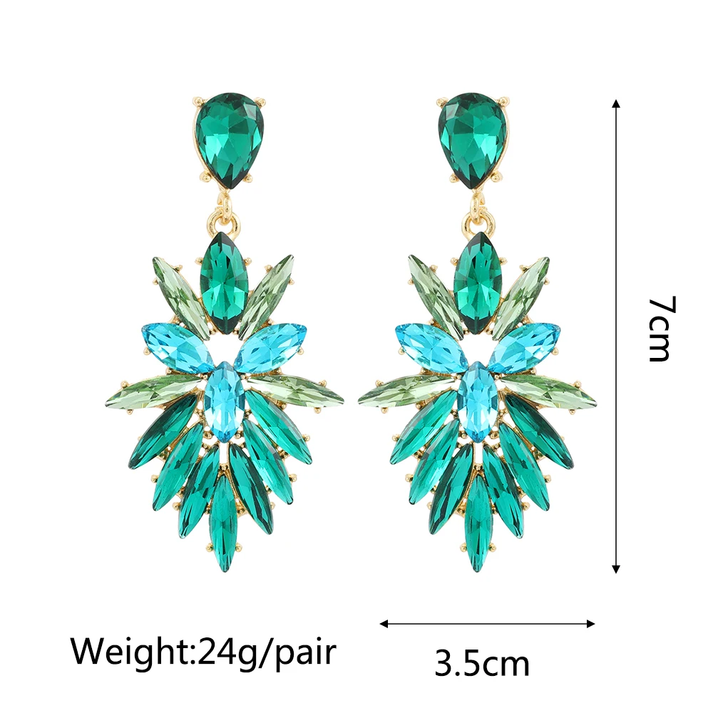 Ztech New Green Series Set Earrings Designer Jewelry Crystal Tassel Za Accessories Handmake Statement Bijoux Pendientes Brincos