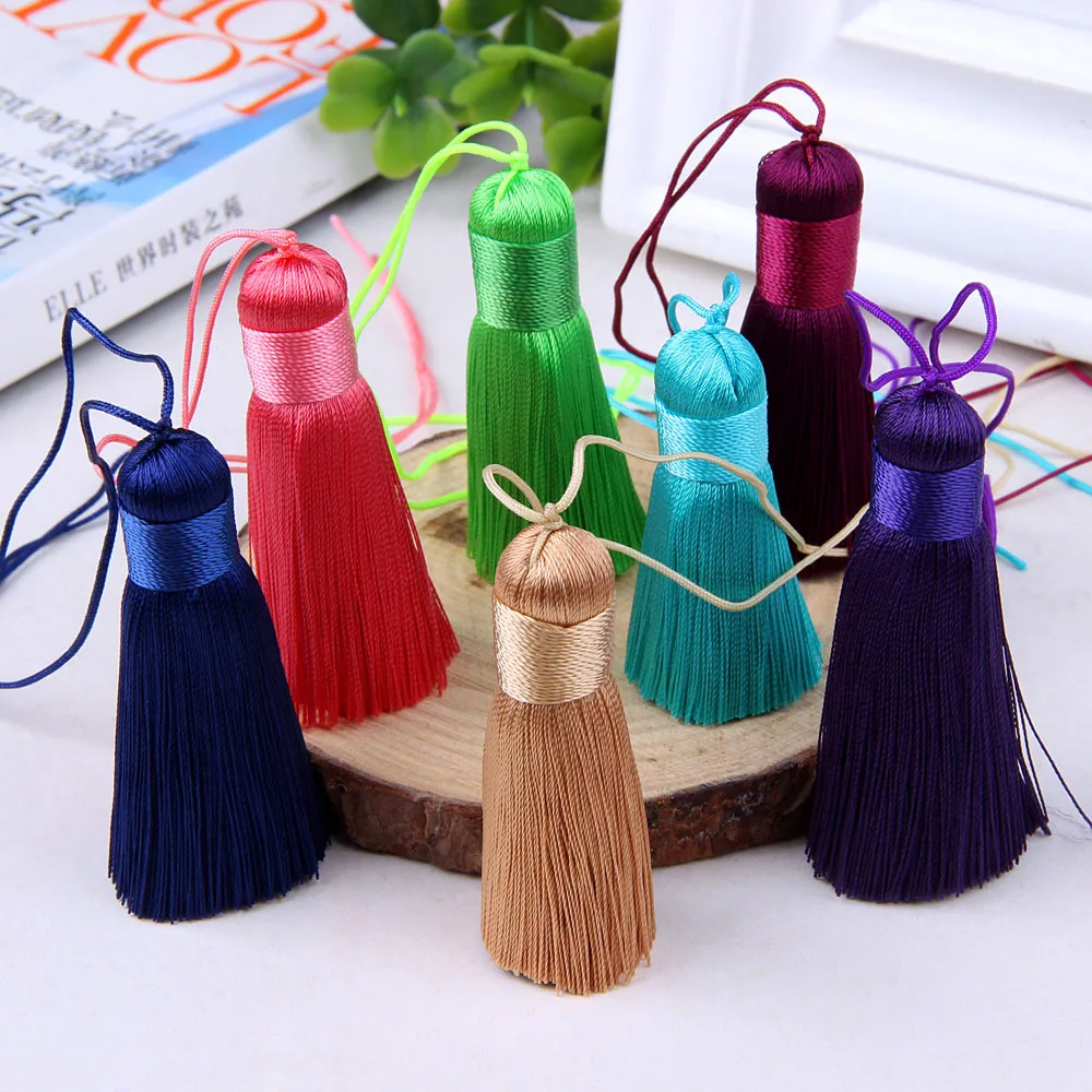 5pcs/lot 5cm Tassels Hanging Rope Fat Silk Tassels Trim for Crafts DIY Jewelry Findings Home