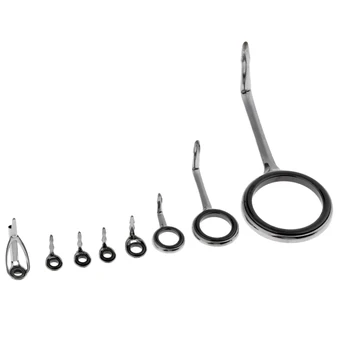 

8pcs/set Long Single Leg Fishing Spinning Rod Guides Stainless Steel & Ceramic Tip Top Line Ring Circle Pole Repair Kit Tackles