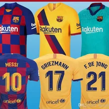 Barcaed Messi Футбольные Майки 19 20 взрослая футболка для дома, F. DE JONG GRIEZMANN MESSI Размер S-4XL