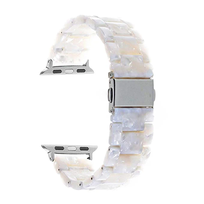 Белый Смола Watcband ремешок для наручных часов Apple Watch 4/5 браслет для наручных часов iwatch, ремешок 44/40/38/42 мм, версия 5 4 3 2 1 Керамика часы ремень аксессуарами - Цвет ремешка: Белый