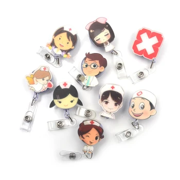 

1pcs Cute Retractable Badge Reel Student Nurse Exhibition ID Name Card Badge Holder Office Supplies