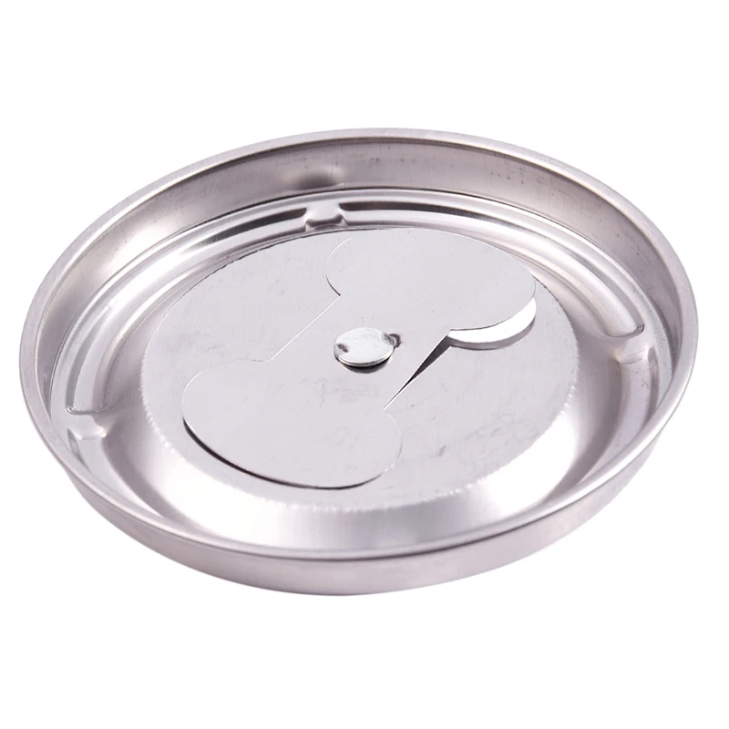 Rotating knob smoking ashtray stainless steel cigarette holder silver tone