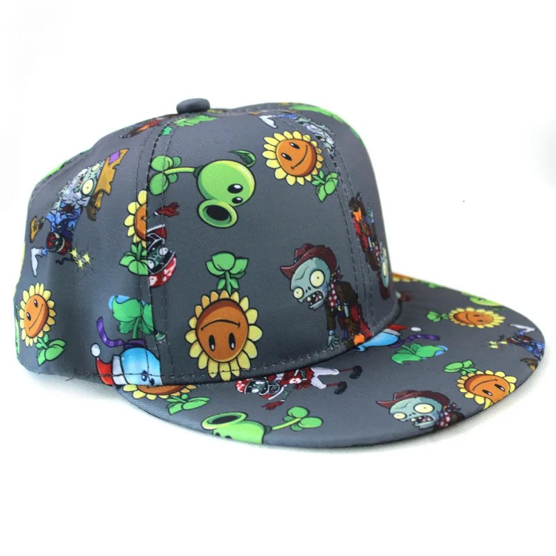 Plants Vs Zombies Baseball Caps Children Spring Summer Sun Flat Hip Hop Baseball Hat Best Cool Novelty Hat Women Embroidery