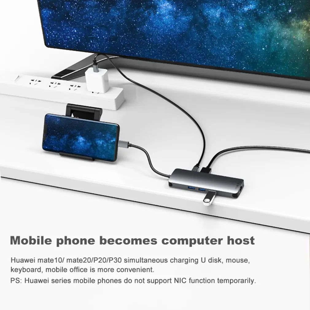 USB C к Rj45 Lan 4K HDMI 3 USB 3,0 SD карта 3,5 мм аудио порт 9 в 1 Тип C док-адаптер концентратор PD Зарядка для Macbook/S8 Dex режим