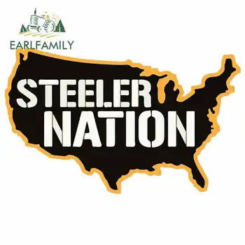 

EARLFAMILY 13cm x 9.5cm For Steeler Nation Creative Car Stickers Vinyl Car Wrap Decal Motorcycle Helmet Decoration