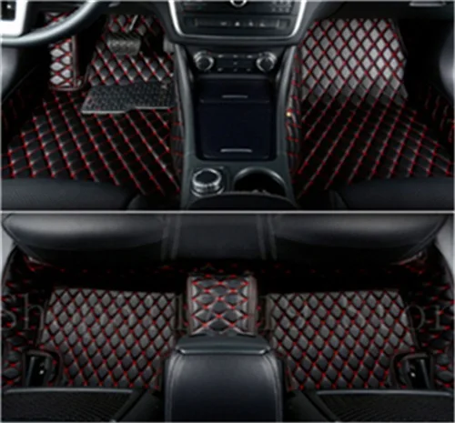 Подходит для Mercedes-Benz C серии C180 C200 C250 C280 C300 C350 C400 C43AMG C63AMG Роскошные Пользовательские автомобильные коврики 10 цветов - Название цвета: Black red