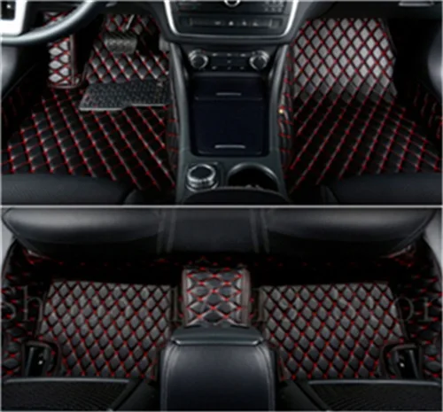 Black red Подходит для Mercedes-Benz C серии C180 C200 C250 C280 C300 C350 C400 C43AMG C63AMG Роскошные Пользовательские автомобильные коврики 10 цветов - Название цвета: Black red
