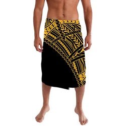 Customize With Logo Samoa Fiji Clothing Burgundy Color Customize Pattern Polynesian Tribal Clothing Men Half Skirt ie faitaga