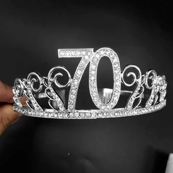 

Siliver Color Number Crown Cake Topper Decoration Decorative Elegant Wedding Cake Princess Birthday Decoration Party Supplies