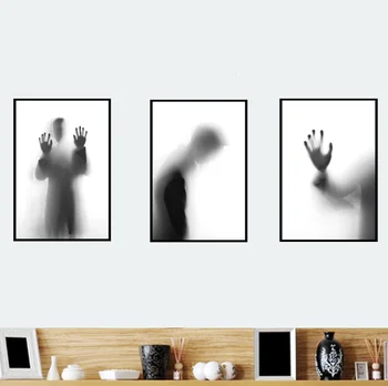 

3Pcs 39x57CM Frameless Painting Halloween Room Bar Creative Wall Decoration Outside Someone Black Shadow Halloween Painting