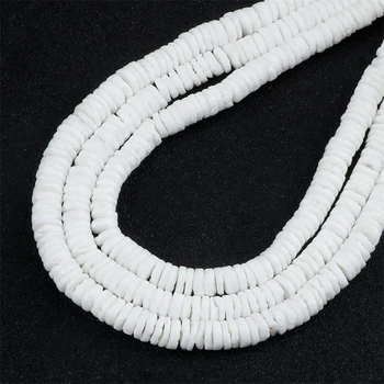 화이트 플랫 라운드 천연 진주 쉘 비즈 느슨한 6mm 너깃 담수 쉘 칩 매력, DIY 쥬얼리 수제 선물