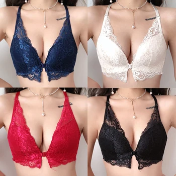 

Lace Wireless Front Closure Bra Sexy Lingerie Comfort Seamless Backless Bralette Adjusted Push Up Bras For Women Top