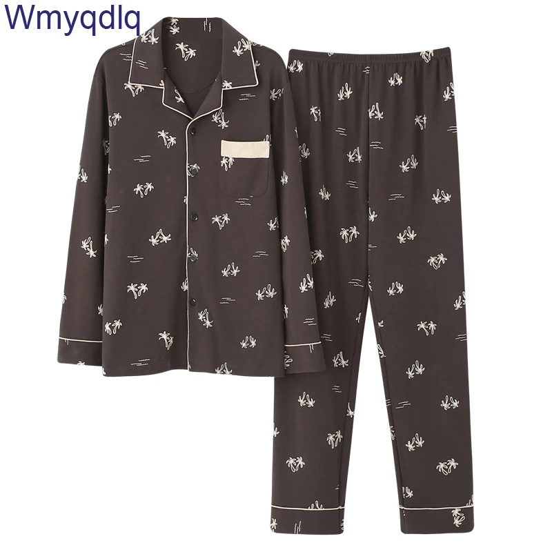 

Wmyqdlq Men's Long-Sleeved 100% Cotton Autumn Casual Pajamas Cotton High-End Spring And Autumn Home Service Suits Pijamas Set